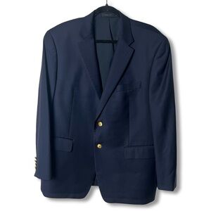 Lauren Ralph Lauren Men's Navy 100% Wool Blazer Gold Buttons Macy's Sz. 44S